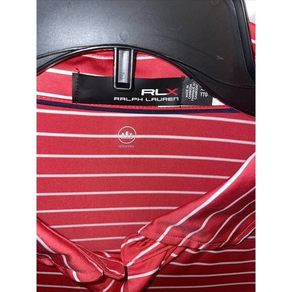 Ralph Lauren RLX Men’s Golf Polo Shirt Size 2XL Red Striped Athleisure Tennis - Picture 2 of 12